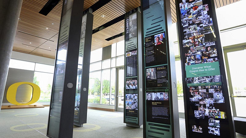 Alumni wall in the Ford Alumni Center