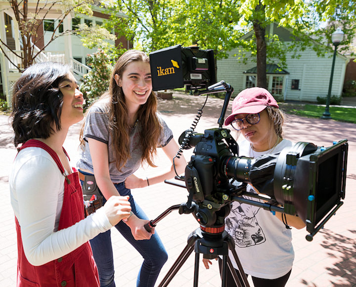 students filming