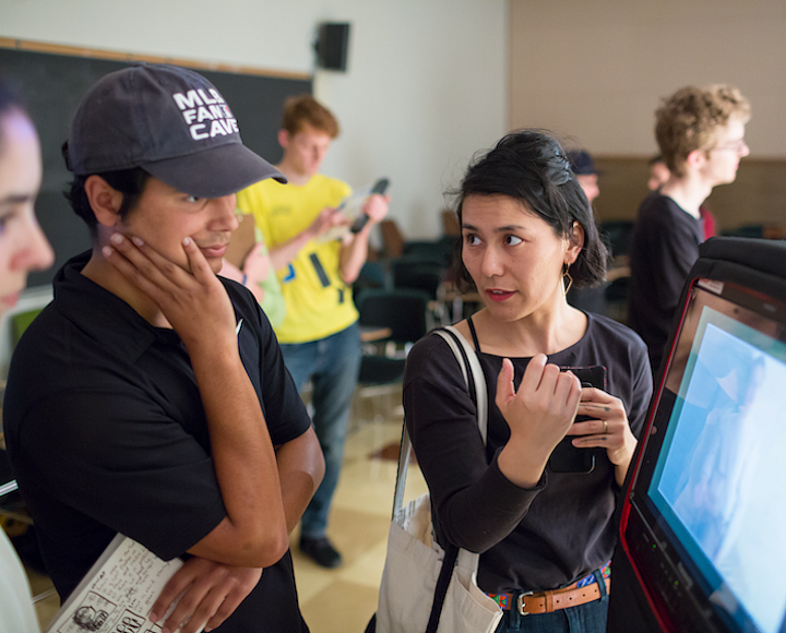 Cinema Studies faculty demos in front of students