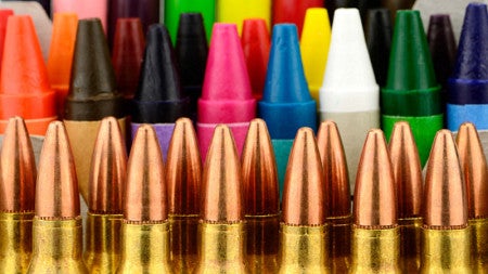 Crayons lined with bullets