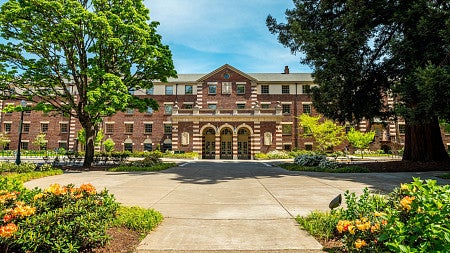 bright photo of straub hall for linguistics department and linguistic fellow awards