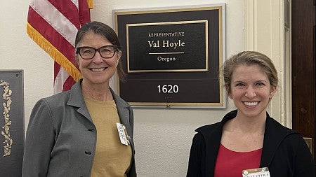 middlebrok and garvin outside rep val hoyle's office advocating for humanities