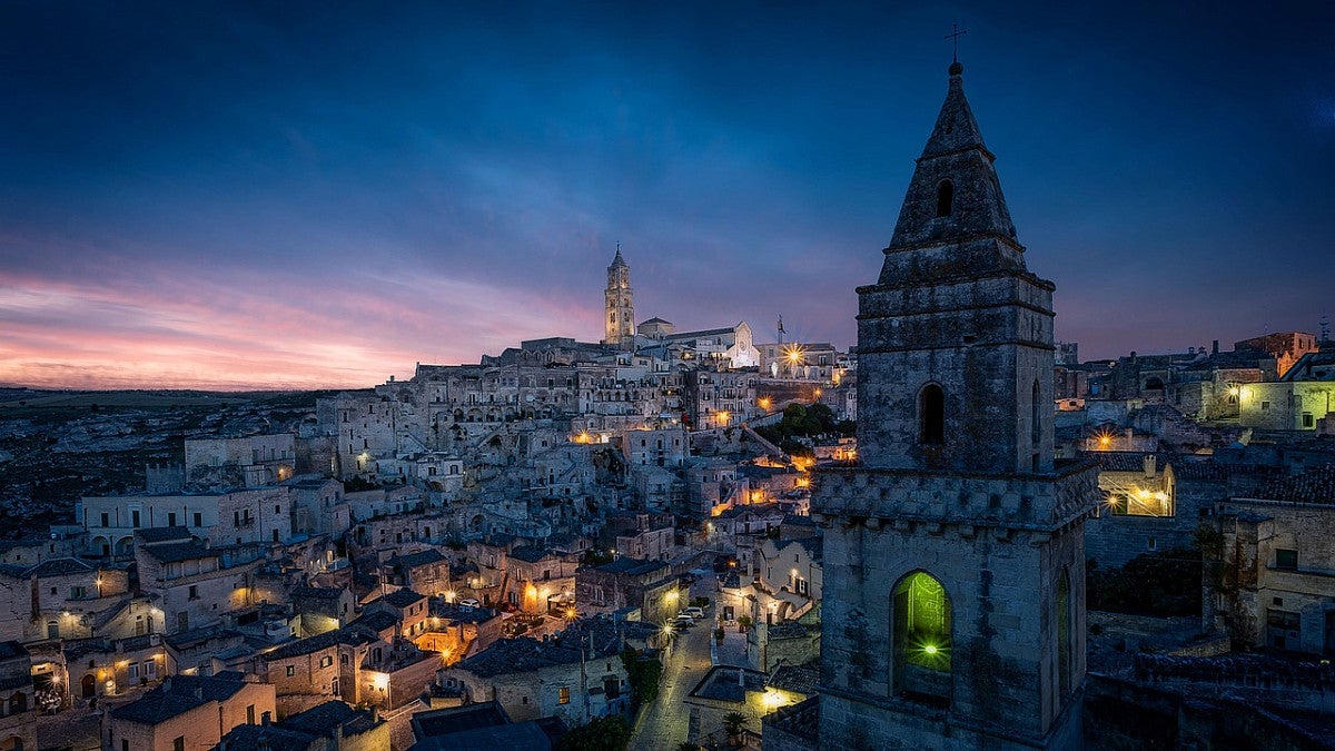 modern Italian city at night