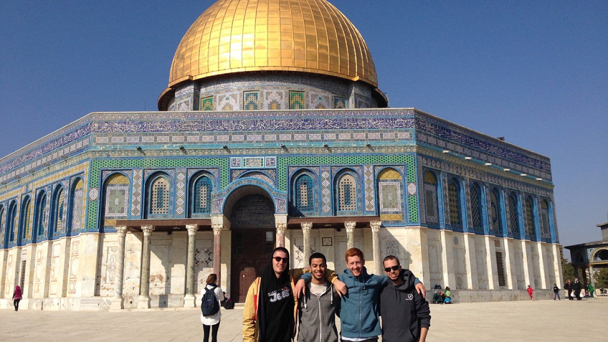 Students in front of a building in Jerusalem