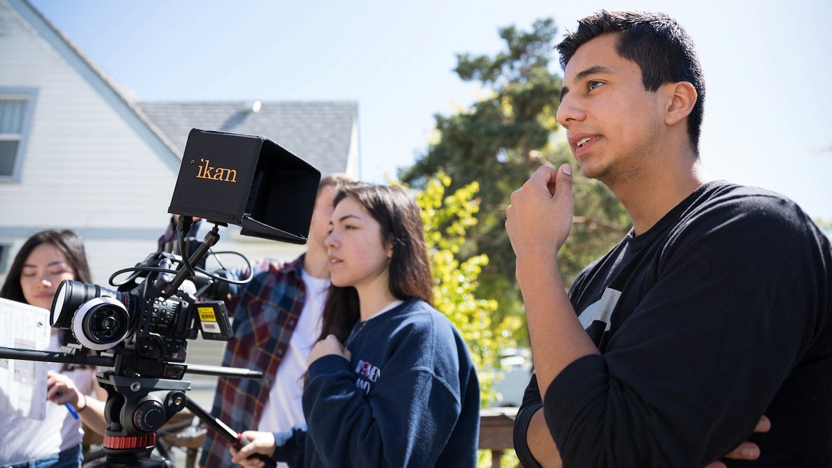 Students with action camera