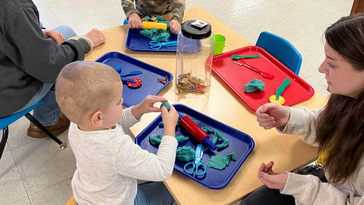 Children and student at daycare