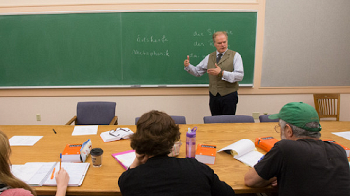 Professor lecturing to students