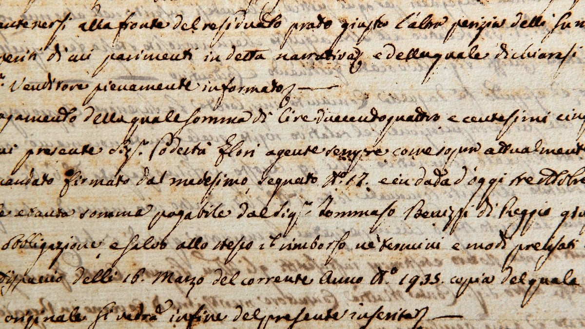 handwritten Italian on manuscript