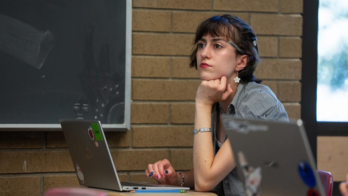 Student listens to the lecture