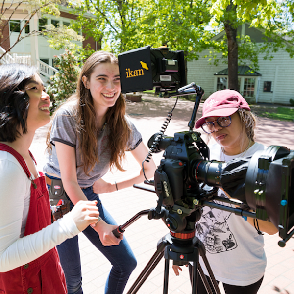 students filming