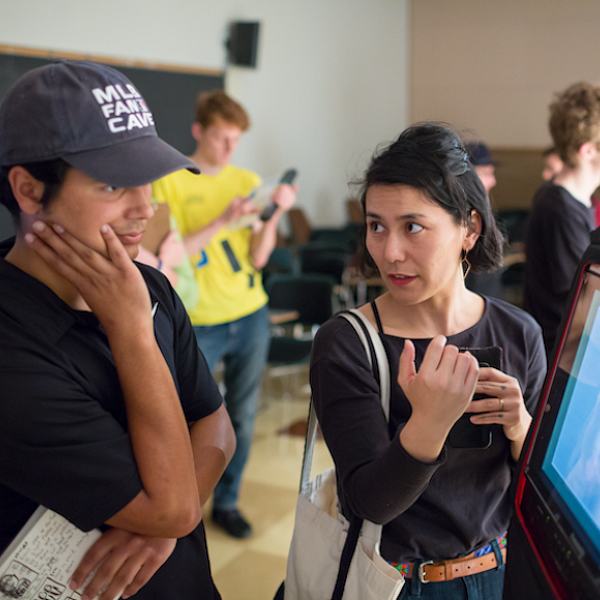 Cinema Studies faculty demos in front of students