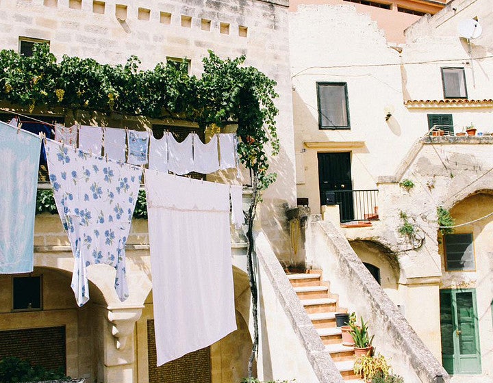 Buildings with clothes drying outside