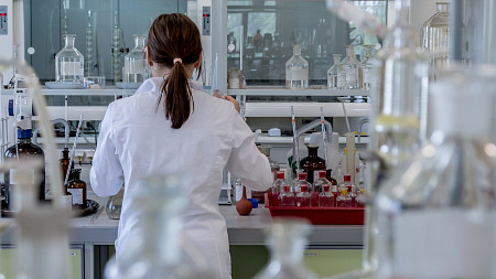woman standing in medical laboratory