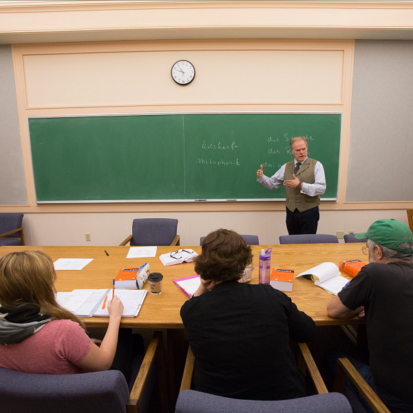 Professor lecturing to students