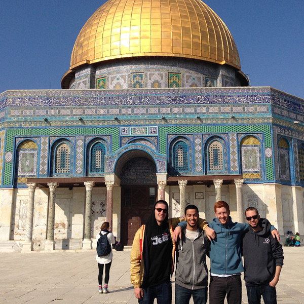 Students in front of a building in Jerusalem
