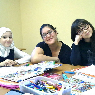 Sara Marruffo with students